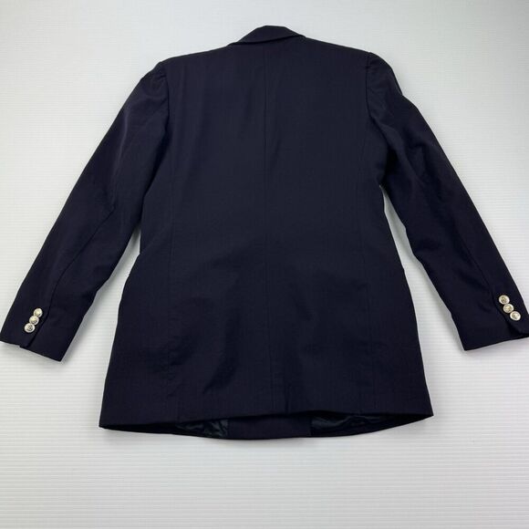 Vintage Ann Freedberg Wool Blazer 4 Navy Gold Button Double Breasted Jacket - Picture 7 of 12